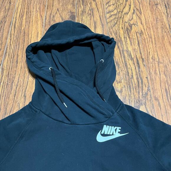 Nike Hoodie Adult Size M Women's Black Mock Cowl Logo Swoosh Pullover Sweater - Picture 3 of 5